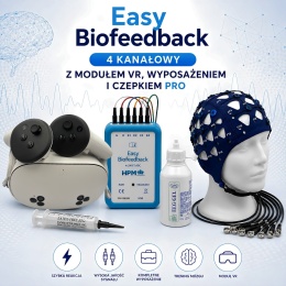 Easy Biofeedback 4 kanałowy z wyposażeniem, modułem VR i czepkiem PRO